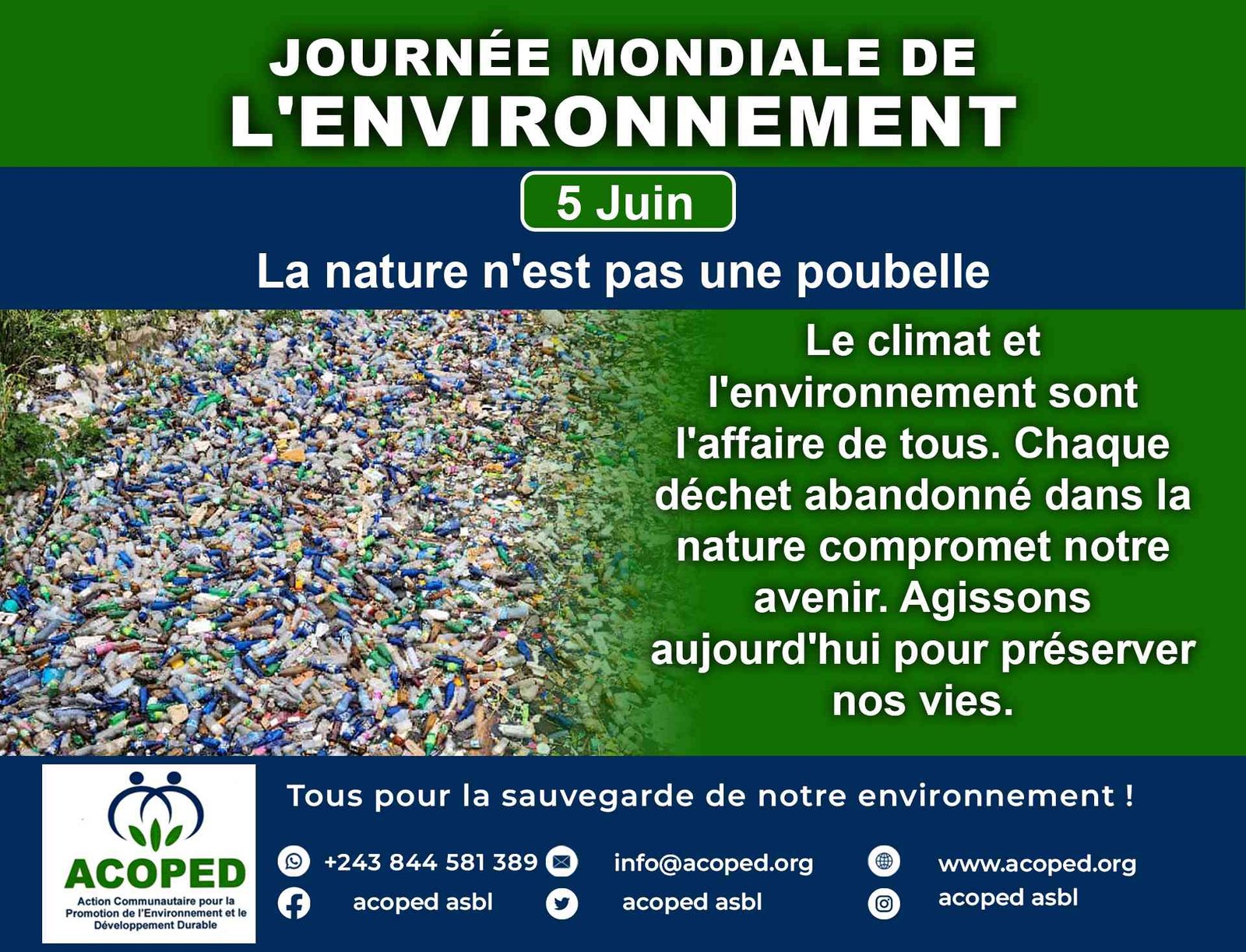 Journée mondiale de l’environnement 2026 : La nature n’est pas une poubelle